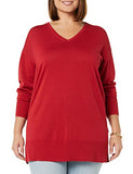 Cherry Red Lightweight V-neck Tunic Sweater - Ae Store | Women's Jumpers