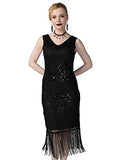 kayamiya Women's 1920s Flapper Dresses V Neck Beaded Tassels Gatsby Party Dress