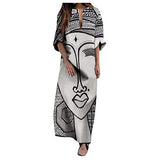 Ladies Casual Boho Print Dress V-Neck Big Half Sleeve Maxi Dress Bodycon Dress Office Wear for Casual Club Cocktail Evening Gowns Work UK Size 8-26 | Women's Work Dresses
