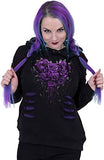Bleeding Heart - Large Hood Ripped Hoody Purple-Black | Original Brand | Women's Cardigan