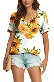 Womens Summer T-Shirts Casual V Neck Short Sleeve Loose Side Split Tops | Original Brand | Women's Tops and Blouses