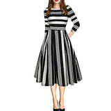 Vintage Dresses for Women New Long Sleeve Round Neck Printed Casual Party Dress with Pockets | Original Brand | Women's Work Dresses