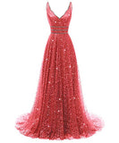 Women's Long Deep V-Neck&Back Evening Gown | Women's Formal Dresses