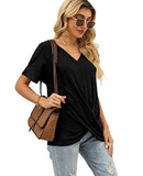 Womens Summer Tops Short Sleeve V Neck Twist Front Loose Fit Dolman Tops | Original Brand | Women's Tops and Blouses