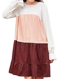 GRACE KARIN Women Casual Long Sleeve Dress Cozy Crew Ruffled Tiered Swing Dress | Women's Casual Dresses