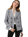 Allegra K Women's Notched Lapel Double Breasted Pea Coat