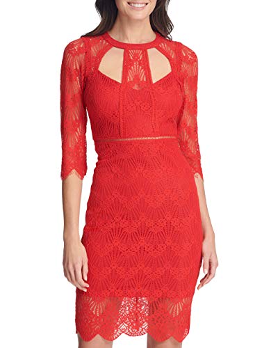 Women's Three-quarter Sleeve Cut-out Lace Sheath Dress