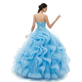 Engerla Women's Beading Sweetheart Ball Gown Tulle Layed Long Quinceanera Dress