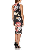 Women's Sleeveless Deep V Neck Floral Print Cocktail Party Pencil Dress | Women's Work Dresses