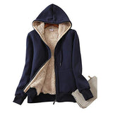 Ladies Plain Hoodie Winter Warm Fleece Lined Zip Up Jacket Coat for Women | Women's Cardigan