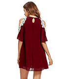 Womens Fashion Cold Shoulder Short Mini Dress Blouse Summer Casual Loose Beach Party Dresses Tops