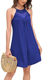 Womens Summer Sleeveless Halter Neck Lace Tunic Tank Dress Casual Short Es | Women's Lace Dresses