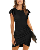 Women's Flutter Sleeve Tulip Hem Stretchy Bodycon Mini Dress