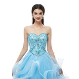 Engerla Women's Beading Sweetheart Ball Gown Tulle Layed Long Quinceanera Dress