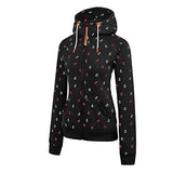 Womens Hoodies Zip Up Long Sleeve Regular Fit Floral Hooded Sweatshirt Casual Coat | Original Brand