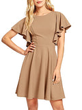 Camel Women's Stretchy A Line Swing Flared Skater Cocktail Party Dress - Romwe | Women's Cocktail Dresses