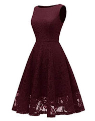 Women's Boatneck Lace Cocktail Party Dress Floral Short Prom Dress