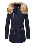 Geschallino Women's Fleece Line Coats with Faux Fur Hood Warm Winter Down Parka with Pockets