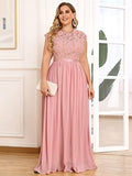 Women's Formal Floral Lace Plus Size Bridesmaid Party Maxi Dress | Women's Formal Dresses
