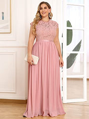 Women's Formal Floral Lace Plus Size Bridesmaid Party Maxi Dress