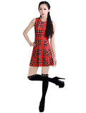 Women's Plaid Vintage Summer Mini A-Line Sleeveless Fit and Flare Dress | Original Brand