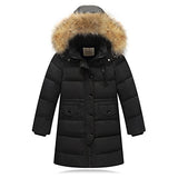 Seeduck Big Girls' Winter Parka Down Coat Puffer Jacket Padded Overcoat with Fur Hood