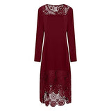 Plus Size Maxi Dress Women Sexy Fall Long Sleeve Round Neck Irregular Hem Lace Loose Dress Wedding Guest Party Dress | Women's Casual Dresses