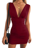 Women's Sexy Bodycon Sleeveless Ruched Party Mini Cocktail Dress | Women's Cocktail Dresses