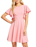 Pink Women's Stretchy A Line Swing Flared Skater Cocktail Party Dress - Romwe | Women's Cocktail Dresses