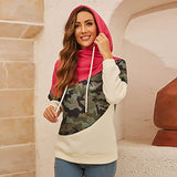 Womens Cowl Neck Hooded Sweatshirts Drawstring Pullover Jumper Ladies Color Block Long Sleeve Hoodie Top | Original Brand | Women's Cardigan