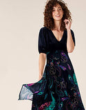 Print Hanky Hem Black Dress