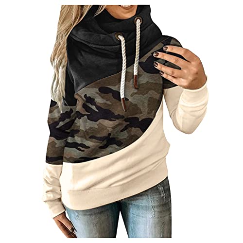 JINF Women's Oversize Winter Color Block-Sweatshirt Lined or Zip Up Coats-Hooded Sweatshirt Jacket Coat-Pullover Tops