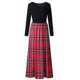 Women's Plaid Long Sleeve Empire Waist Full Length Maxi Dress