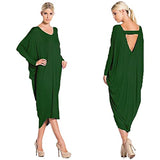 Women’s Backless Baggy Cocktail Midi Dress – Ladies V Neck Midi – Party Wear Long Dress