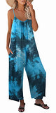 Tie Dye B Casual Sleeveless Strap Loose Adjustable Jumpsuits Stretchy Long Pants Romper with Pockets - SNUGWIND | Women's Romper & Jumper Suit