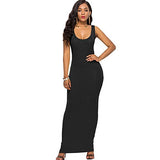 Women's Sleeveless Maxi Long Vest Dress Full Length Bodycon Tank Dress