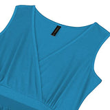 Sea Green Women Sleeveless Deep V Neck Pocket Loose Long Dress Split Maxi Casual Dresses - WOOSEA | Women's Cocktail Dresses