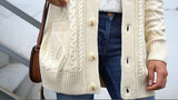 Women's Cardigan Button Down Cable Knit Long Sleeve Chunky with Pocket Oversize Knitwear Loose Sweater Outwear | Women's Cardigan