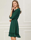 Women's Ruffle Hem 3/4 Sleeve Smocked A-Line Short Chiffon Dress