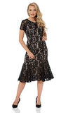 Roman Originals Women Floral Lace Overlay Dress - Ladies Luxury Ball Gown Shift Midi Lined Knee Length Stretch Formal Wedding Guest Party Evening