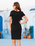 Women's Casual Bodycon Tube Dress Scalloped Neck Midi Pencil Dress Wear to Work Dresses | Women's Work Dresses