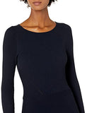 Women's Long Sleeve Ribbed Crewneck Fit and Flare Sweater Dress