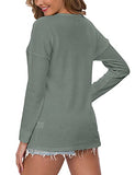 WNEEDU Women's Waffle Knit Tunic Tops Loose Long Sleeve Button Up V Neck Henley Shirts (M, Pea Green) | Women's Sweaters