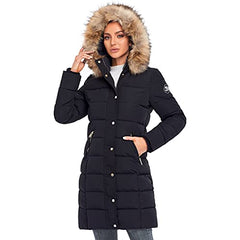 Molemsx Women's Padded Jacket,Long Thicken Parka Faux Fur Down Alternative Winter Warm Hooded Outwear XS-XXL | Women's Coat & Jacket