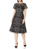 S.L. Fashions Women's Size Lace and Sequin Fit and Flare Dress Plus