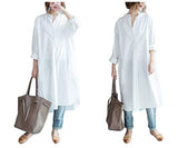 Women O-Neck Long Sleeve Button Down Hem Cut Out T-Shirts Dresses Plus Size