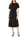 Women's Stretch Metallic Knit Dolman Sleeve Midi Dress Cocktail, Silver, 12 | Original Brand | Women's Cocktail Dresses