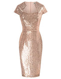 Champagne Women Vintage Pencil Dress Short Sleeve Bodycon 1950s - GRACE KARIN | Women's Work Dresses