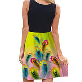 Summer Dresses for Women, Ladies's Casual V-Neck Sleeveless Ruffle Low-Cut Slit Solid Sling Dress Party UK Size | Women's Work Dresses