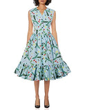 Women's Split Neck Floral Button 1940s Day 1950s Vintage Tea Dress | Original Brand | Women's Cocktail Dresses